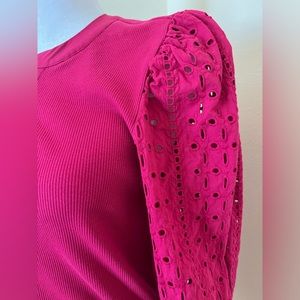 NEW! CHICO’S Pink Eyelet sleeve top